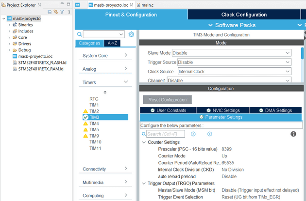 Configuración del <i>timer</i> 3.